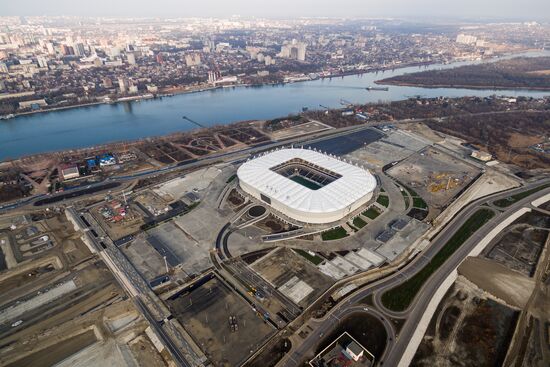 Rostov Arena football stadium under construction in Rostov-on-Don