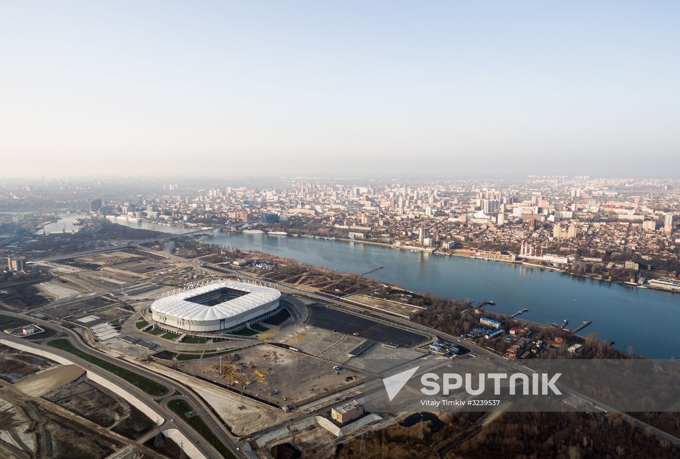 Rostov Arena football stadium under construction in Rostov-on-Don