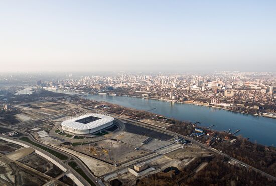 Rostov Arena football stadium under construction in Rostov-on-Don