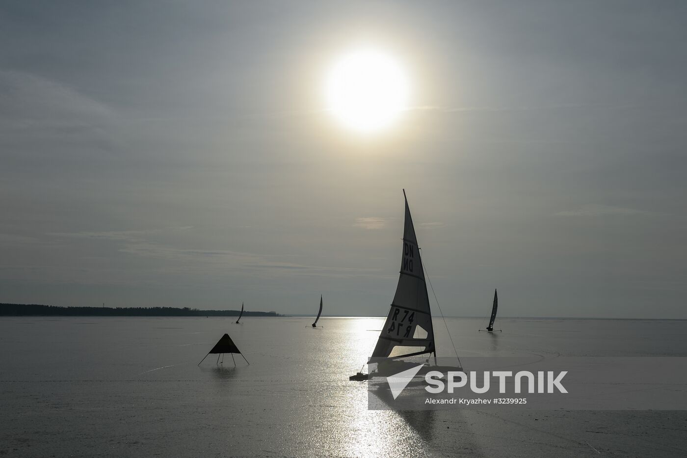 Ice boating competition in Ob Sea in Novosibirsk