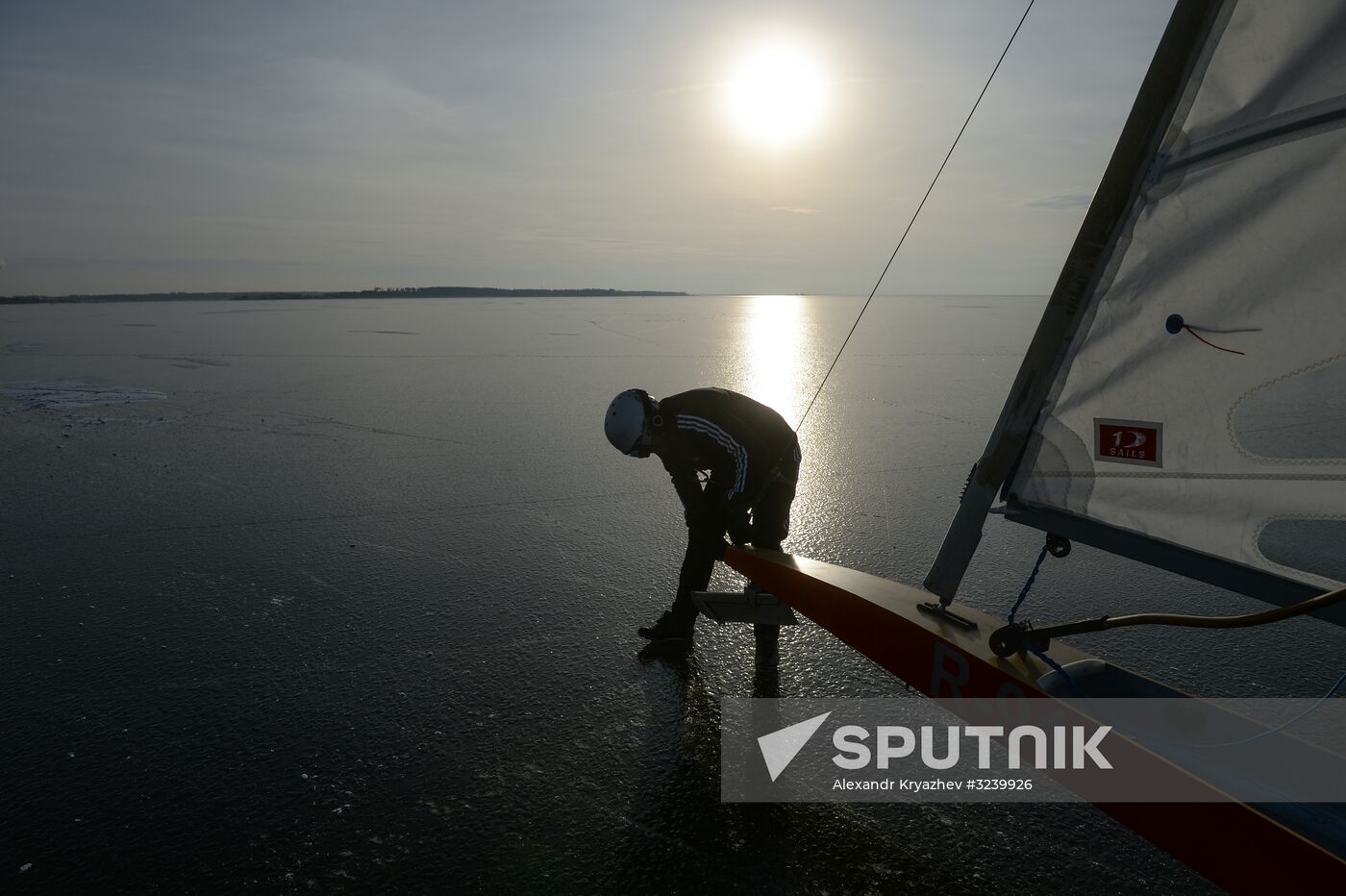 Ice boating competition in Ob Sea in Novosibirsk