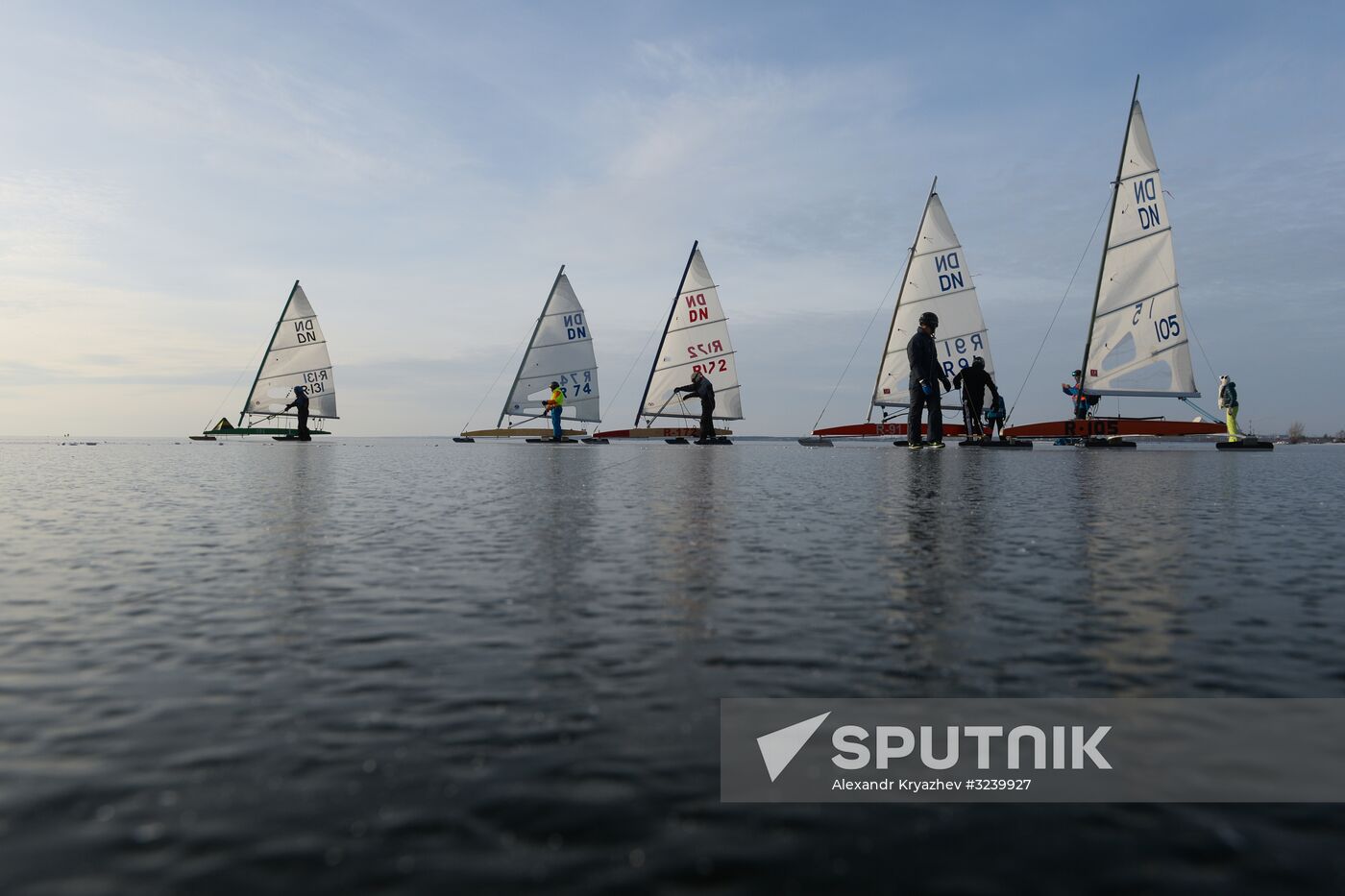 Ice boating competition in Ob Sea in Novosibirsk