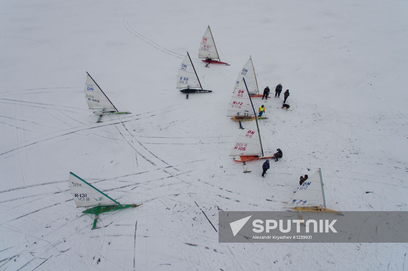 Ice boating competition in Ob Sea in Novosibirsk