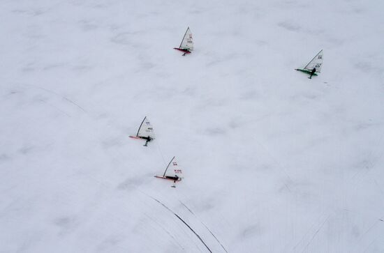 Ice boating competition in Ob Sea in Novosibirsk