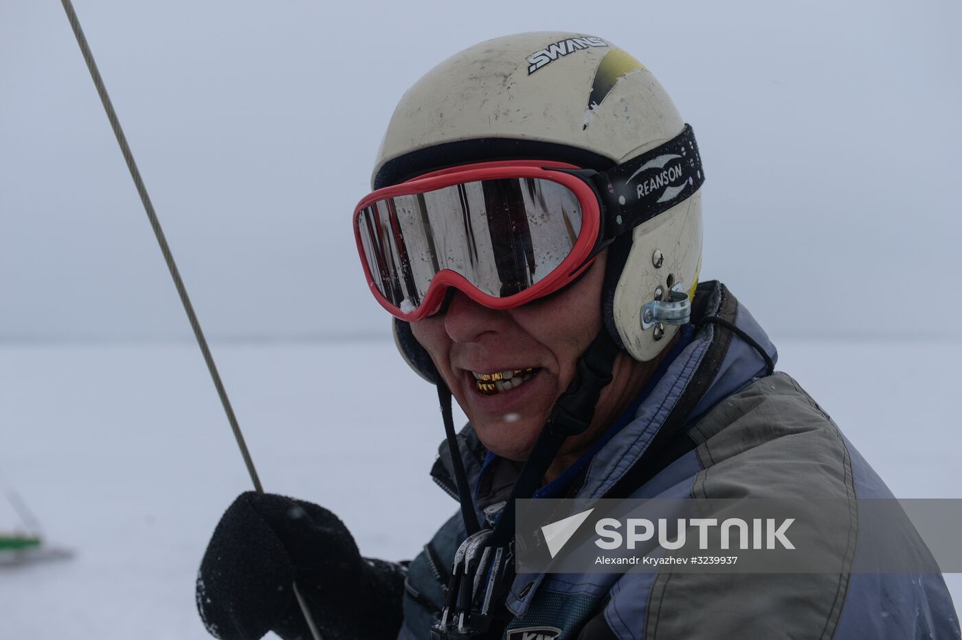 Ice boating competition in Ob Sea in Novosibirsk