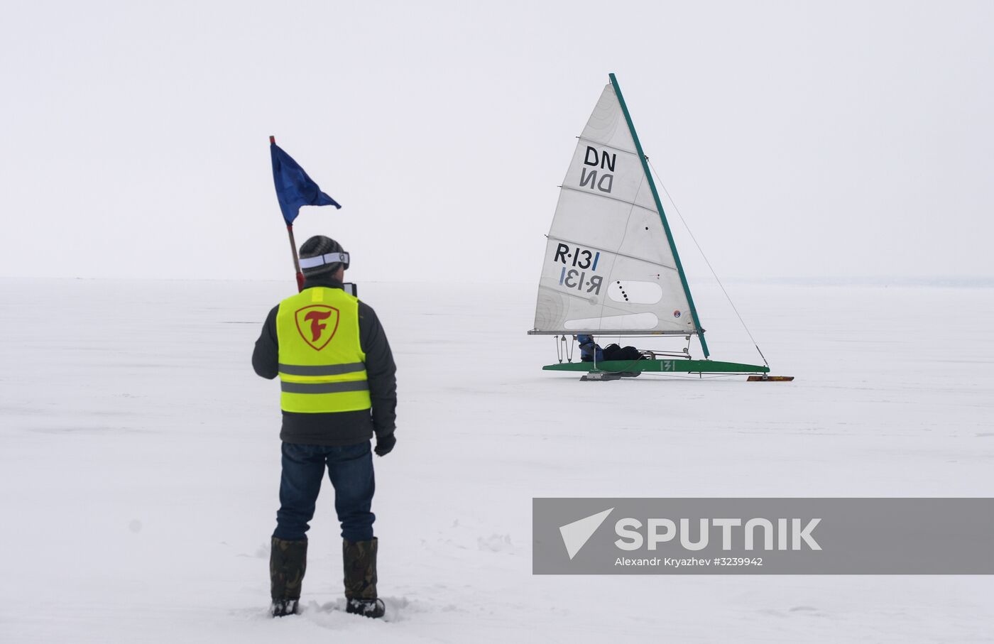 Ice boating competition in Ob Sea in Novosibirsk
