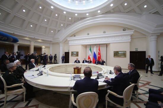 Meeting of Russian President Vladimir Putin, President of Iran Hassan Rouhani and President of Turkey Recep Tayyip Erdogan