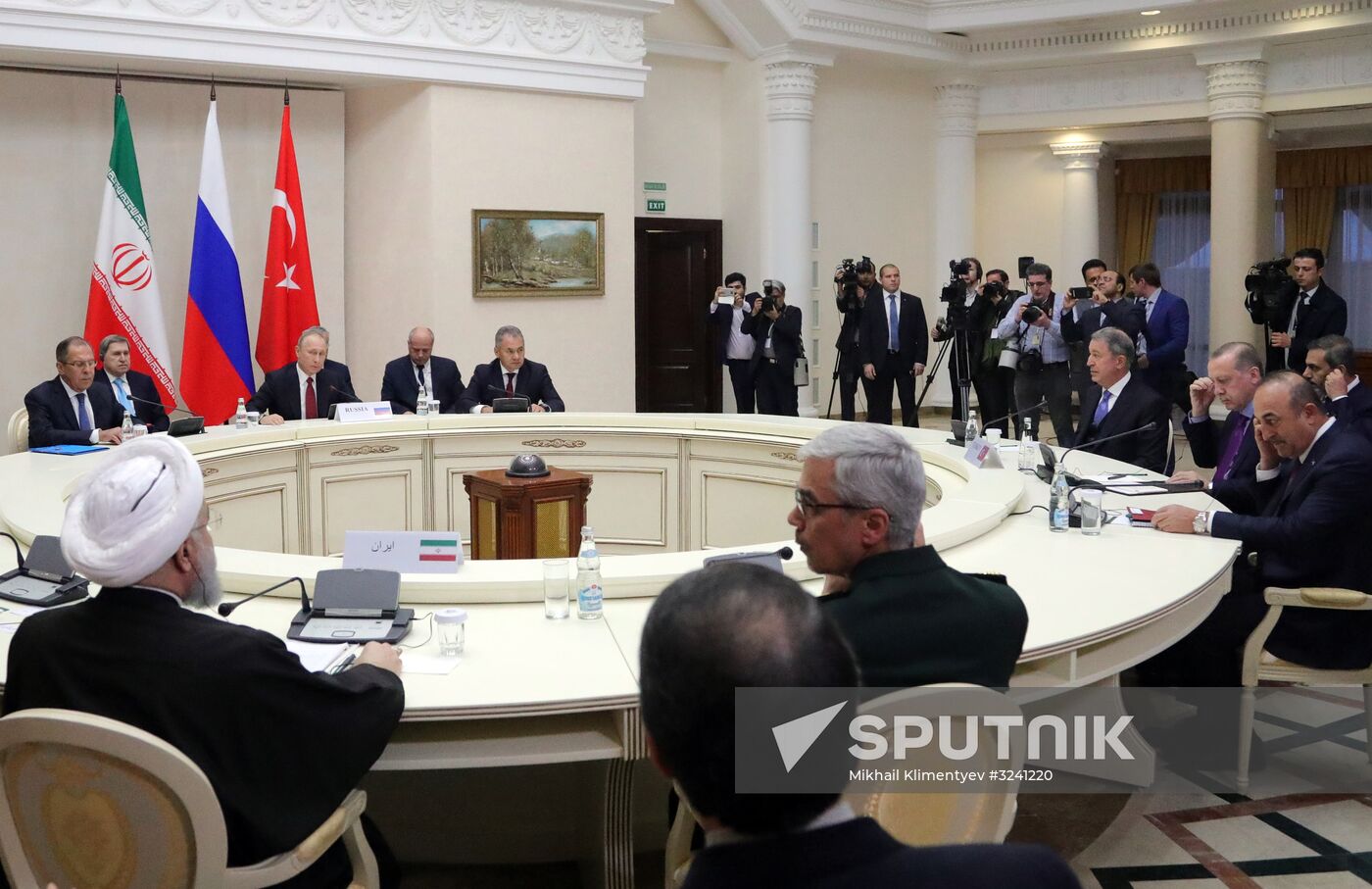 Meeting of Russian President Vladimir Putin, President of Iran Hassan Rouhani and President of Turkey Recep Tayyip Erdogan