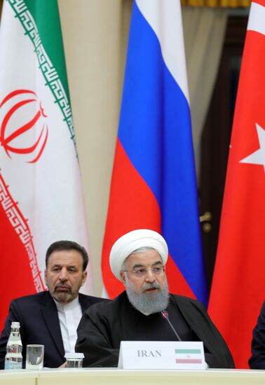 Meeting of Russian President Vladimir Putin, President of Iran Hassan Rouhani and President of Turkey Recep Tayyip Erdogan
