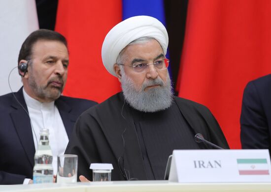 Meeting of Russian President Vladimir Putin, President of Iran Hassan Rouhani and President of Turkey Recep Tayyip Erdogan