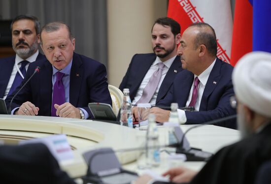 Meeting of Russian President Vladimir Putin, President of Iran Hassan Rouhani and President of Turkey Recep Tayyip Erdogan
