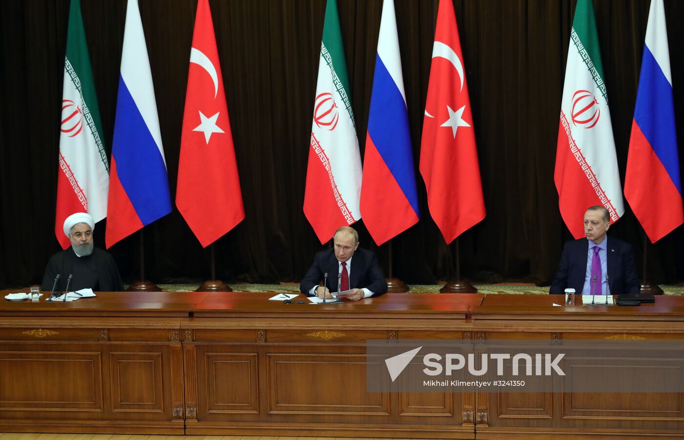 Meeting of Russian President Vladimir Putin, President of Iran Hassan Rouhani and President of Turkey Recep Tayyip Erdogan