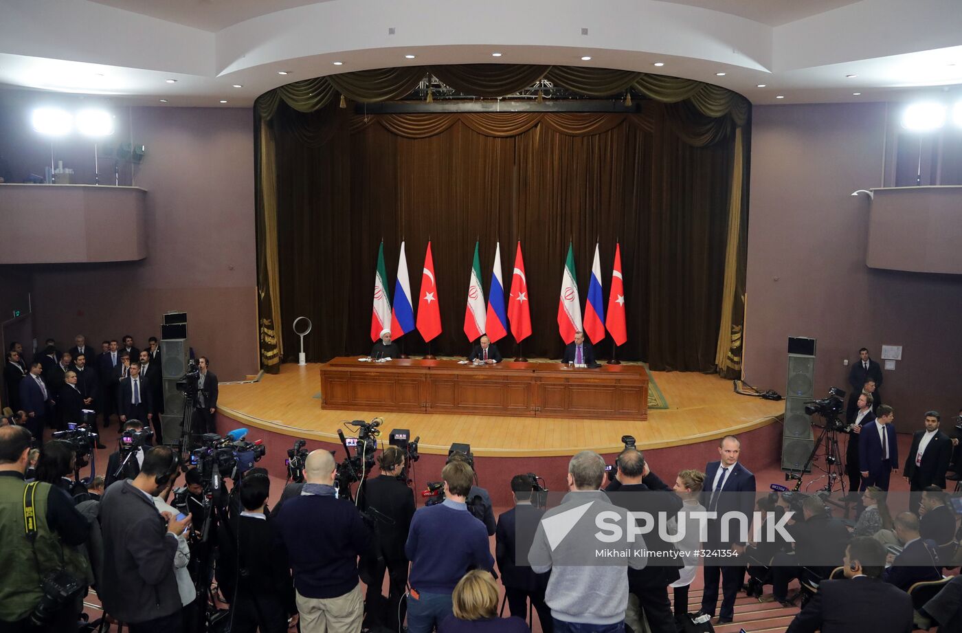 Meeting of Russian President Vladimir Putin, President of Iran Hassan Rouhani and President of Turkey Recep Tayyip Erdogan