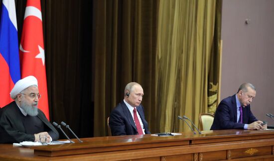Meeting of Russian President Vladimir Putin, President of Iran Hassan Rouhani and President of Turkey Recep Tayyip Erdogan