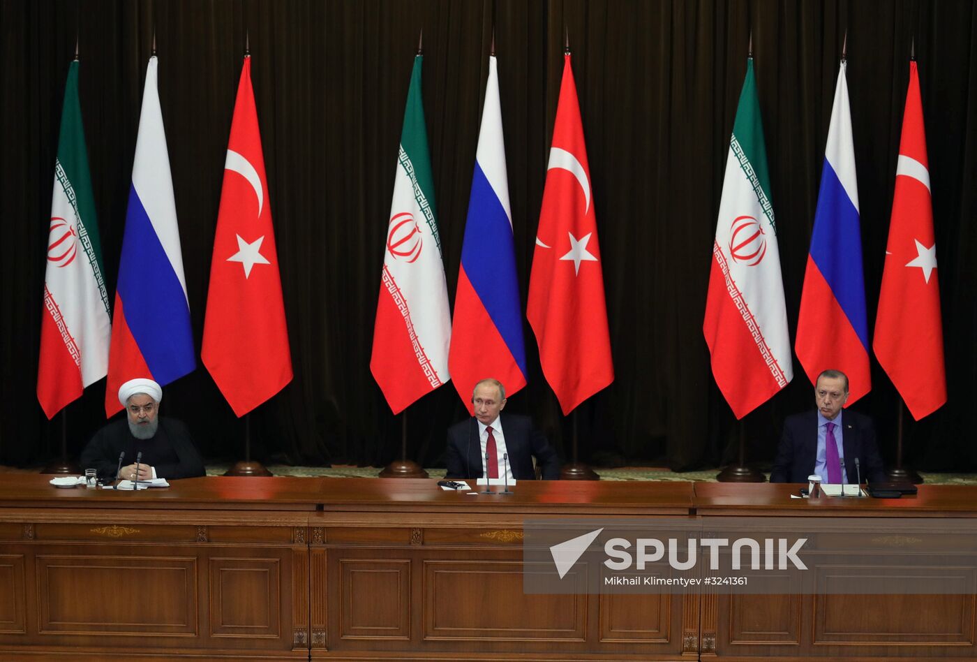 Meeting of Russian President Vladimir Putin, President of Iran Hassan Rouhani and President of Turkey Recep Tayyip Erdogan