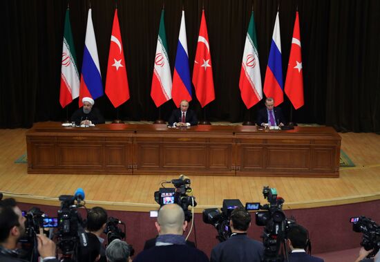 Meeting of Russian President Vladimir Putin, President of Iran Hassan Rouhani and President of Turkey Recep Tayyip Erdogan