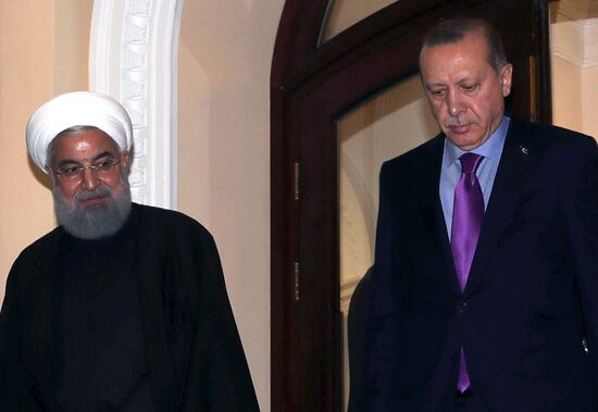 Meeting of Russian President Vladimir Putin, President of Iran Hassan Rouhani and President of Turkey Recep Tayyip Erdogan
