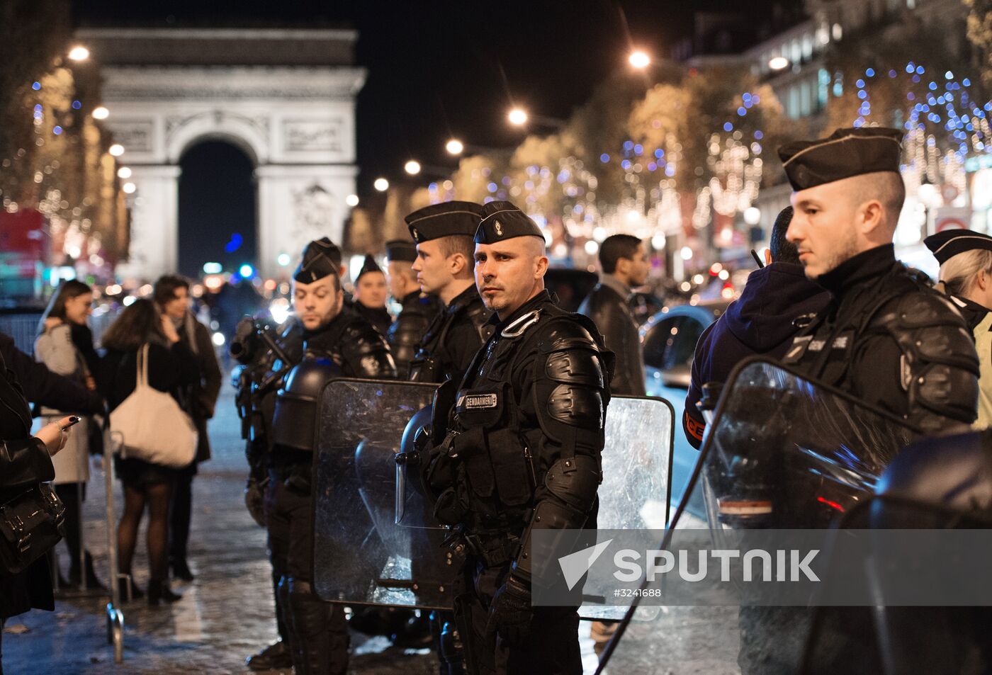 Christmas lights switched on Champs Elysees Avenue