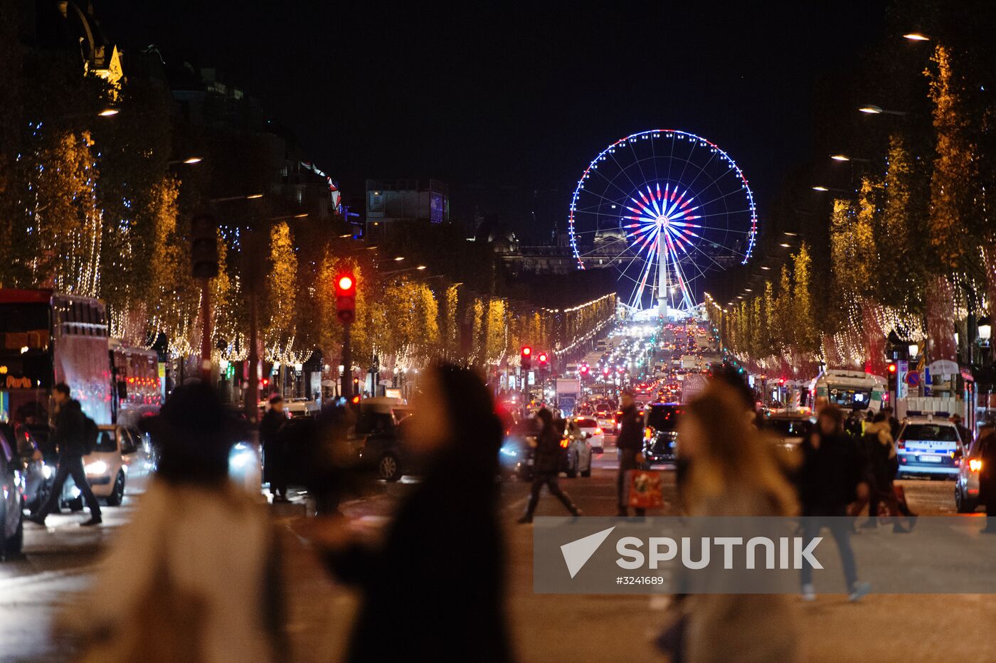 Christmas lights switched on Champs Elysees Avenue