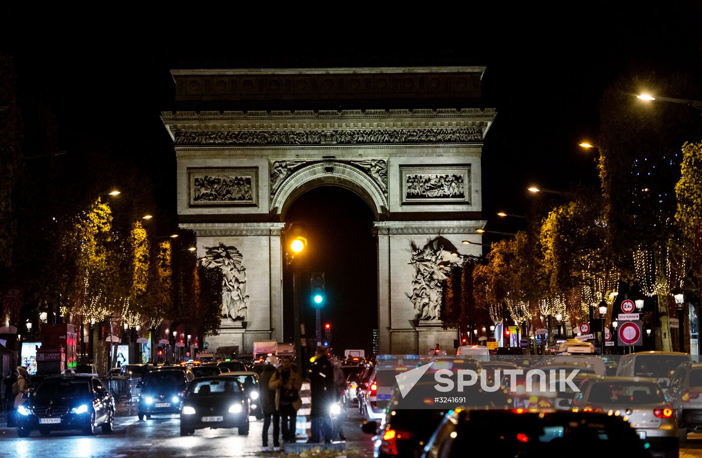 Christmas lights switched on Champs Elysees Avenue