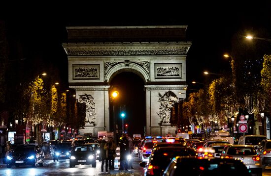 Christmas lights switched on Champs Elysees Avenue