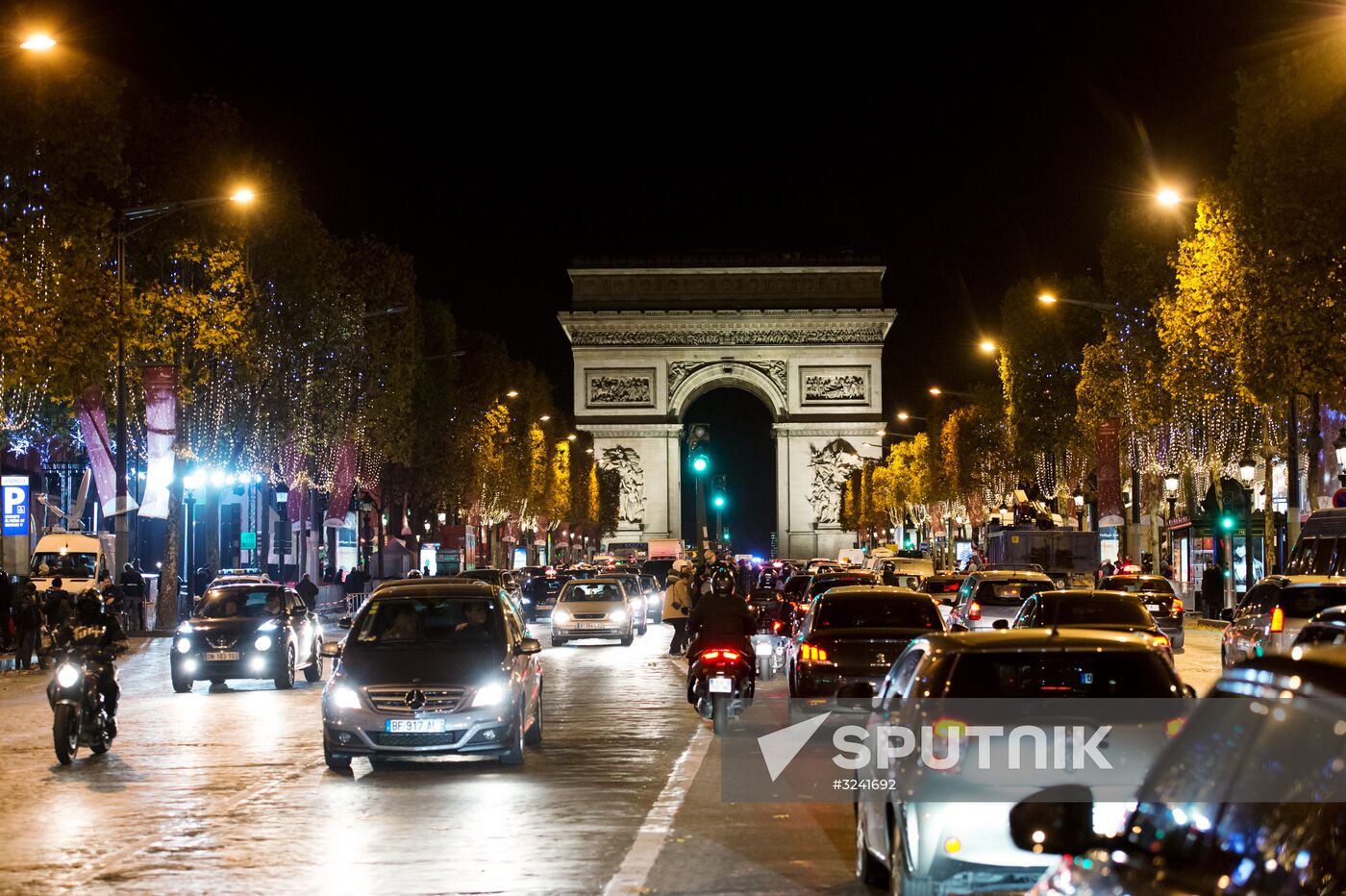 Christmas lights switched on Champs Elysees Avenue