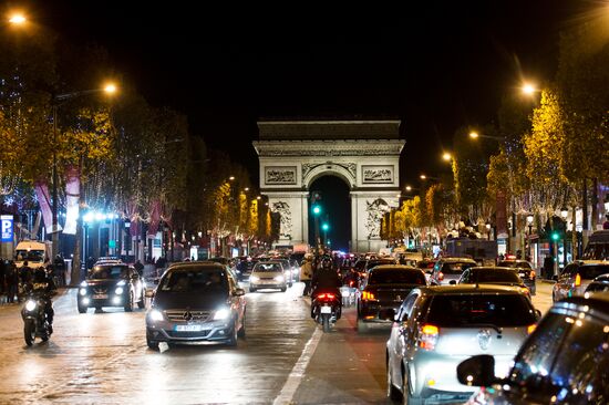 Christmas lights switched on Champs Elysees Avenue