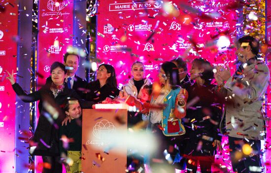 Christmas lights switched on Champs Elysees Avenue