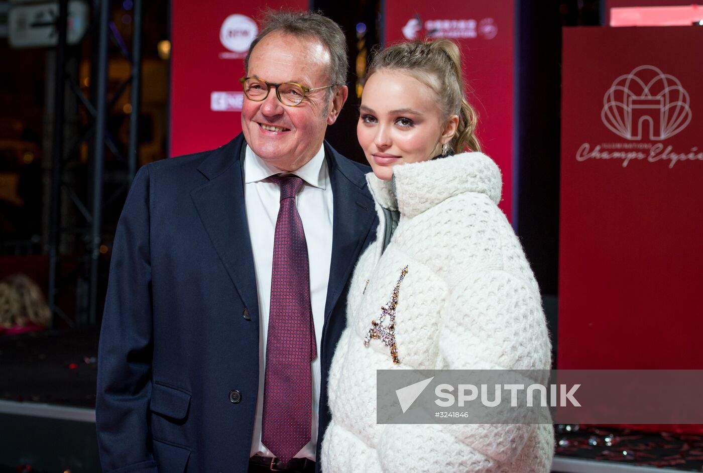 Christmas lights switched on Champs Elysees Avenue