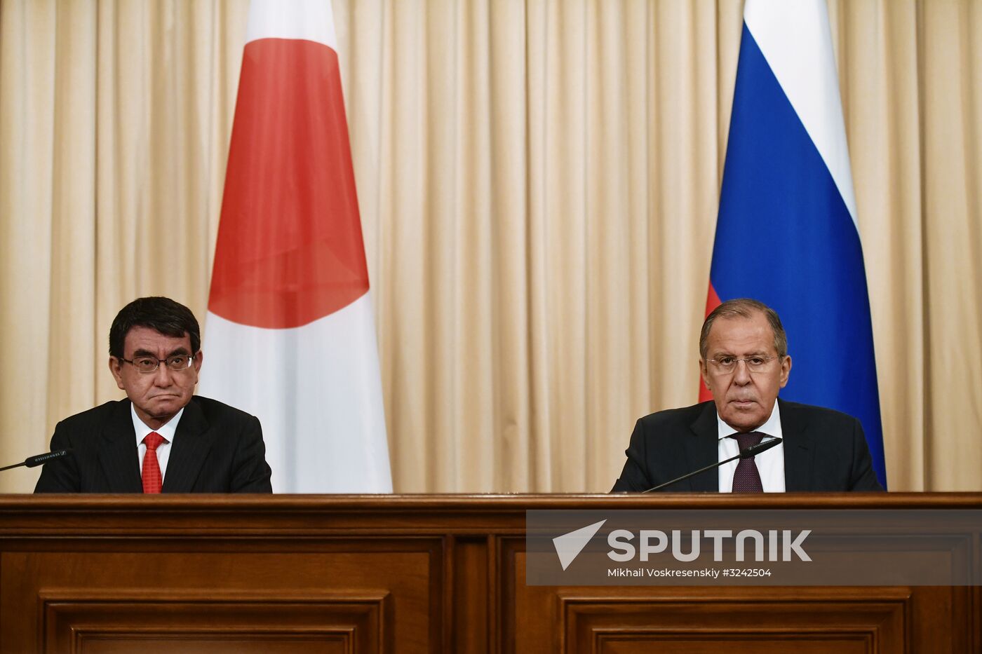 Foreign Minister Sergei Lavrov meets with Japanese counterpart, Taro Kono