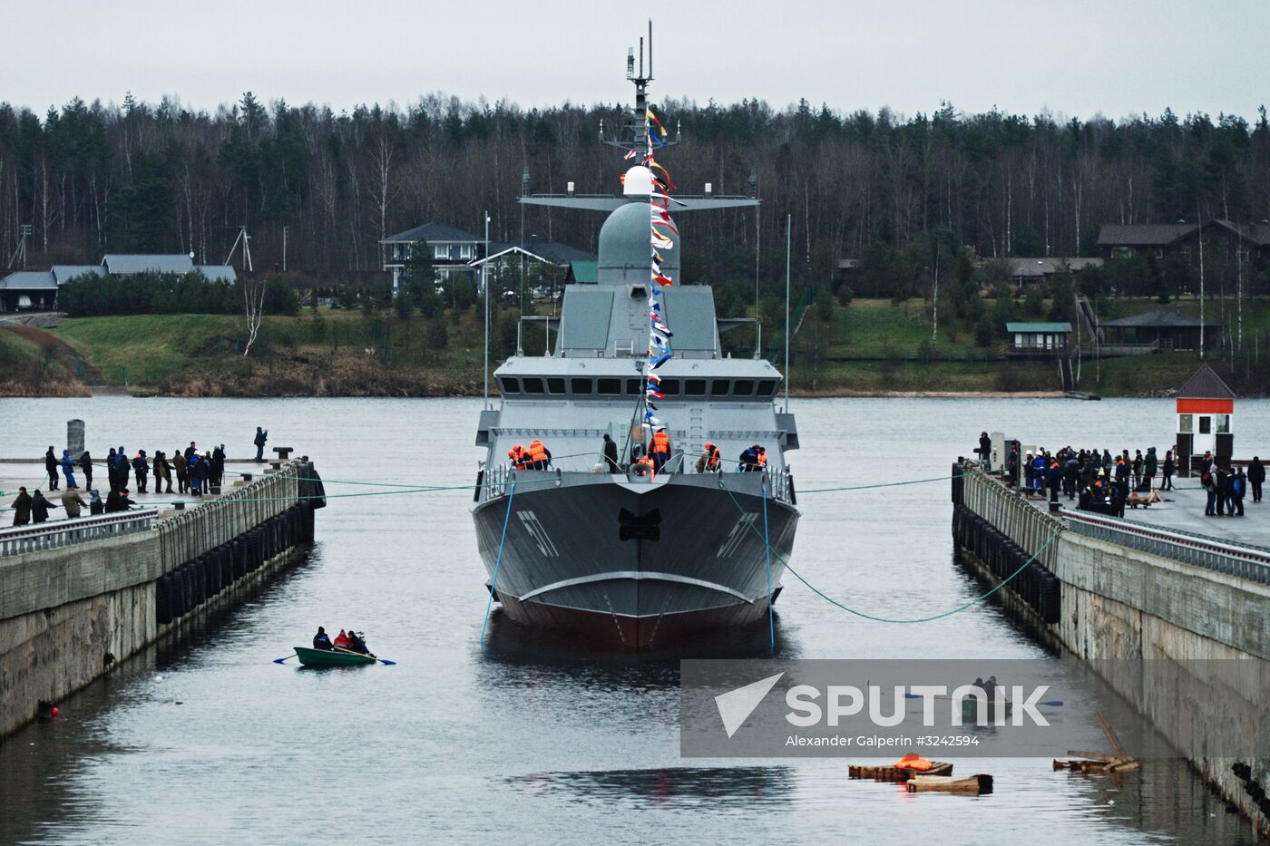 Launching serial fast attack craft Taifun of 22800 project