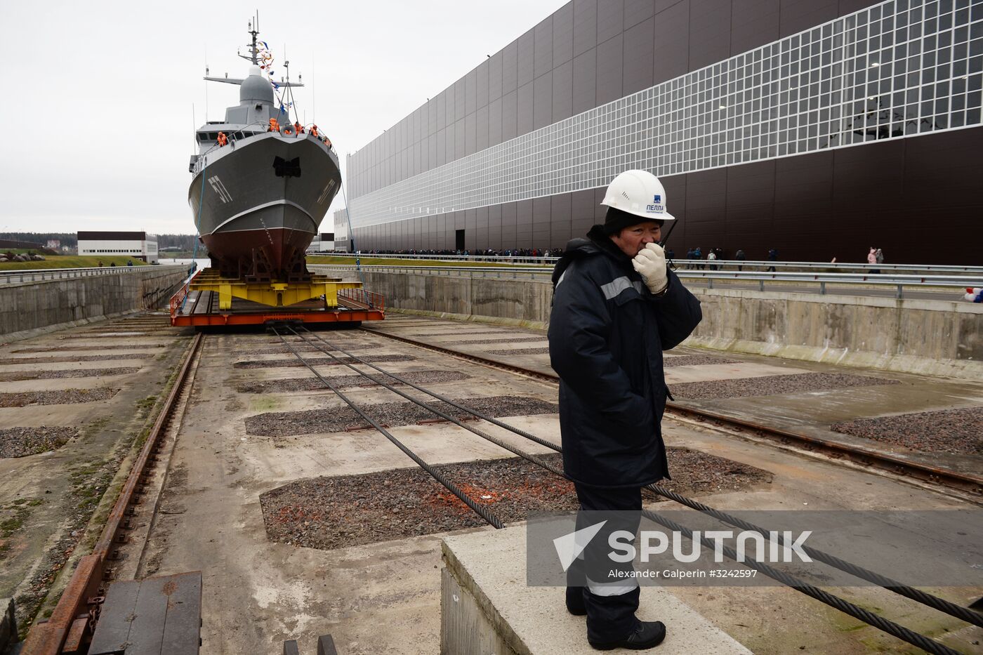 Launching serial fast attack craft Taifun of 22800 project