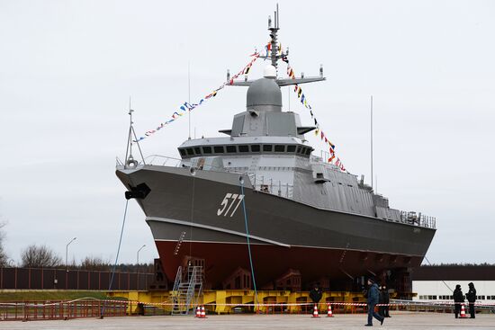 Launching serial fast attack craft Taifun of 22800 project