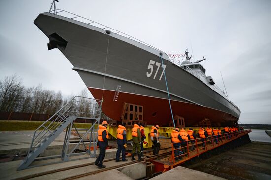 Launching serial fast attack craft Taifun of 22800 project