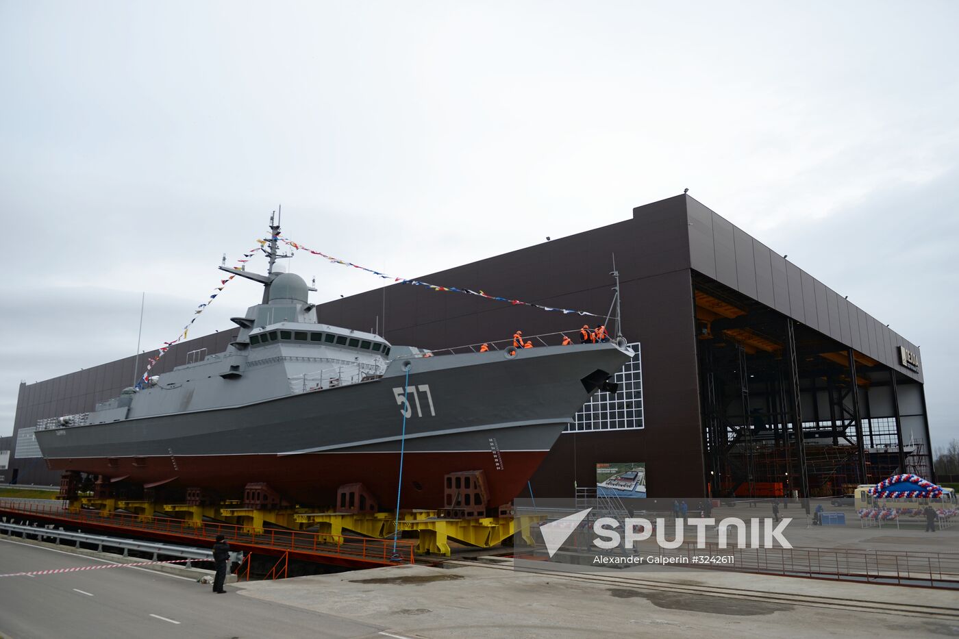 Launching serial fast attack craft Taifun of 22800 project