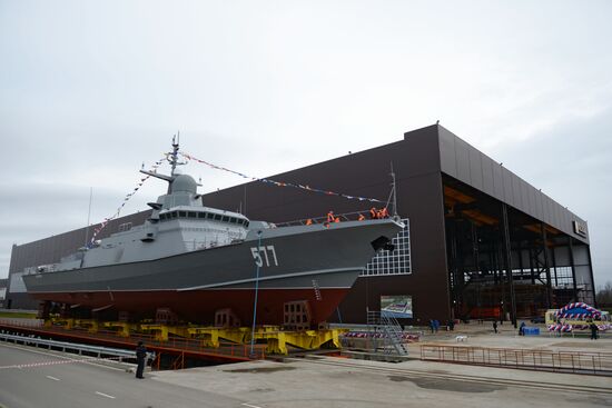 Launching serial fast attack craft Taifun of 22800 project