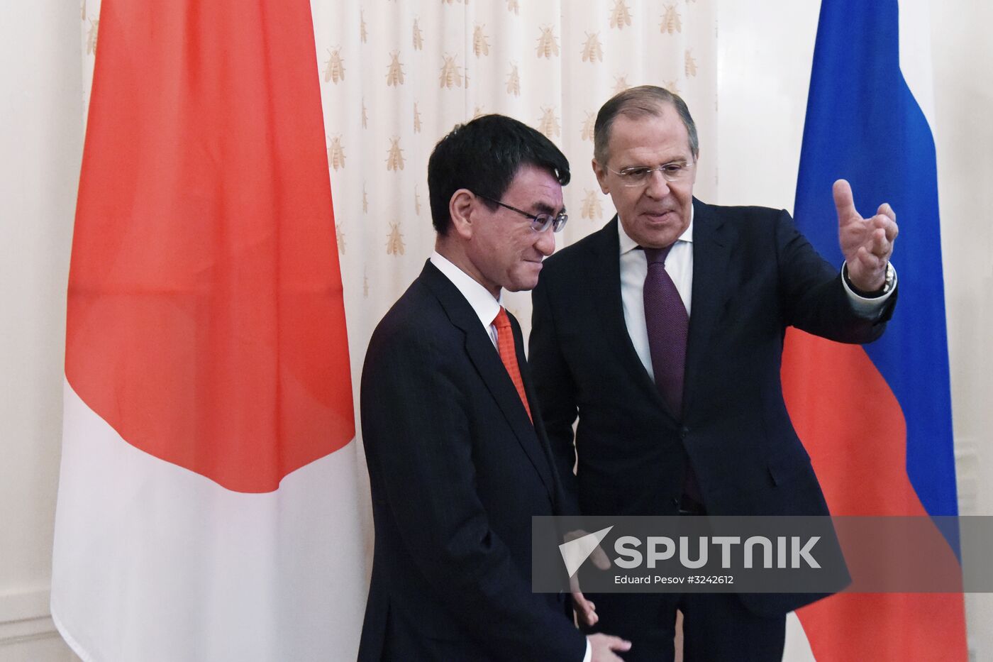 Foreign Minister Sergei Lavrov meets with Japanese counterpart, Taro Kono