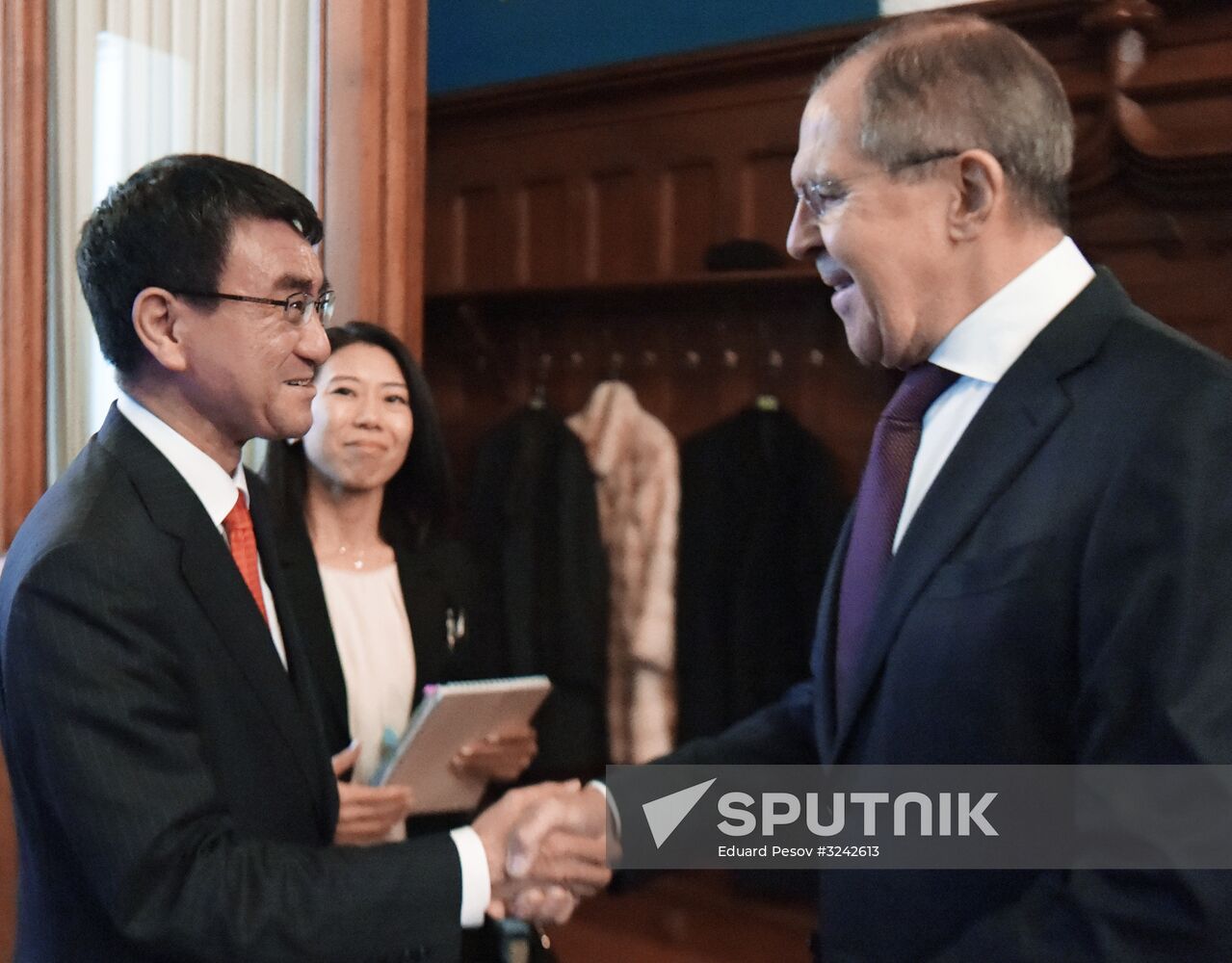 Foreign Minister Sergei Lavrov meets with Japanese counterpart, Taro Kono