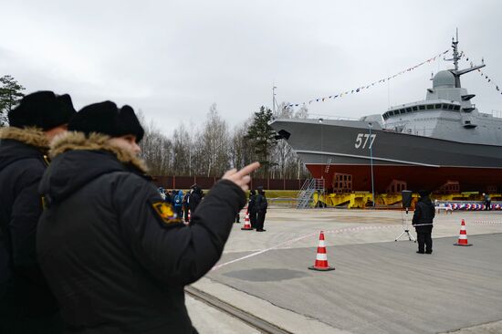 Launching serial fast attack craft Taifun of 22800 project