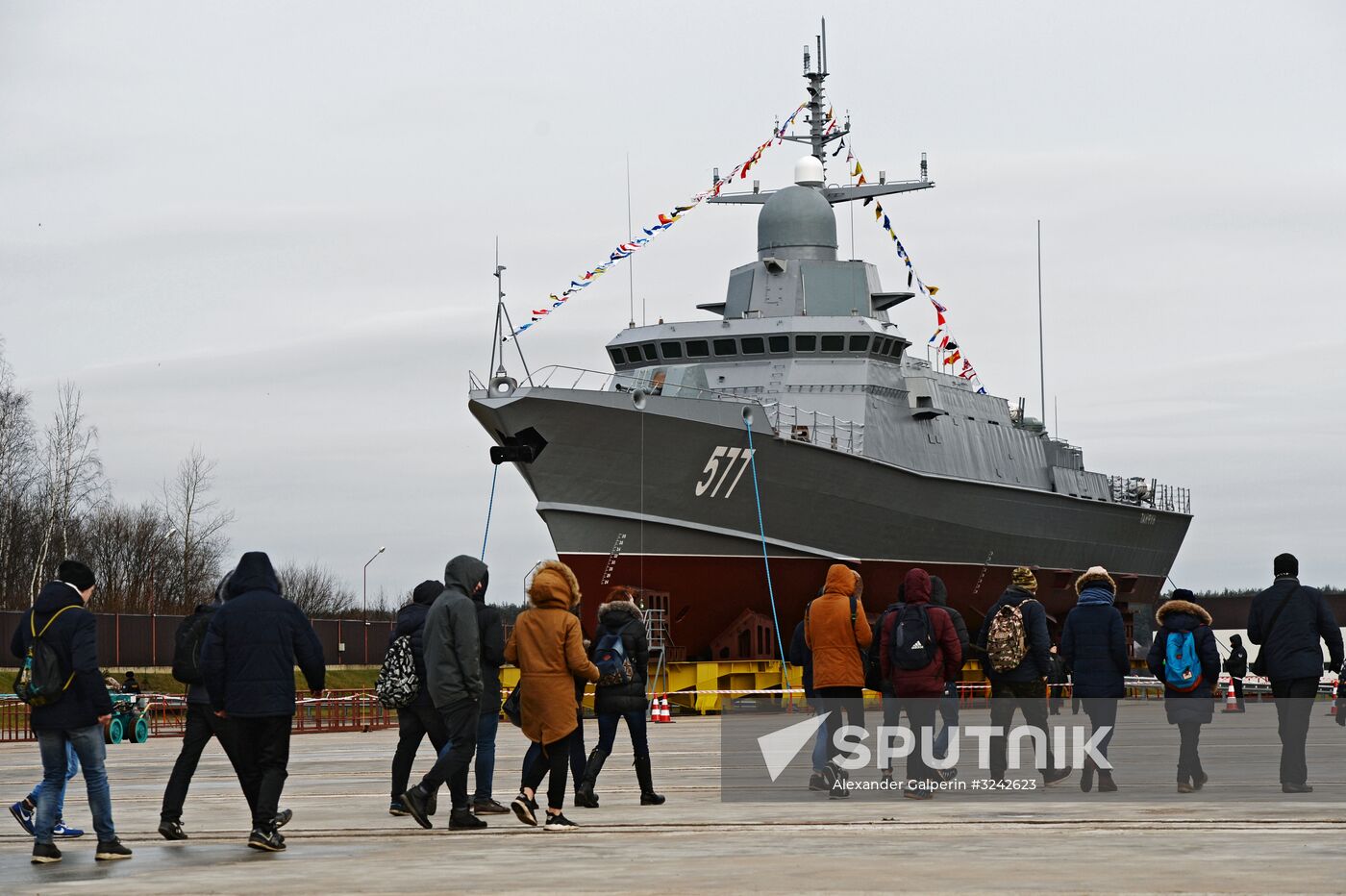 Launching serial fast attack craft Taifun of 22800 project