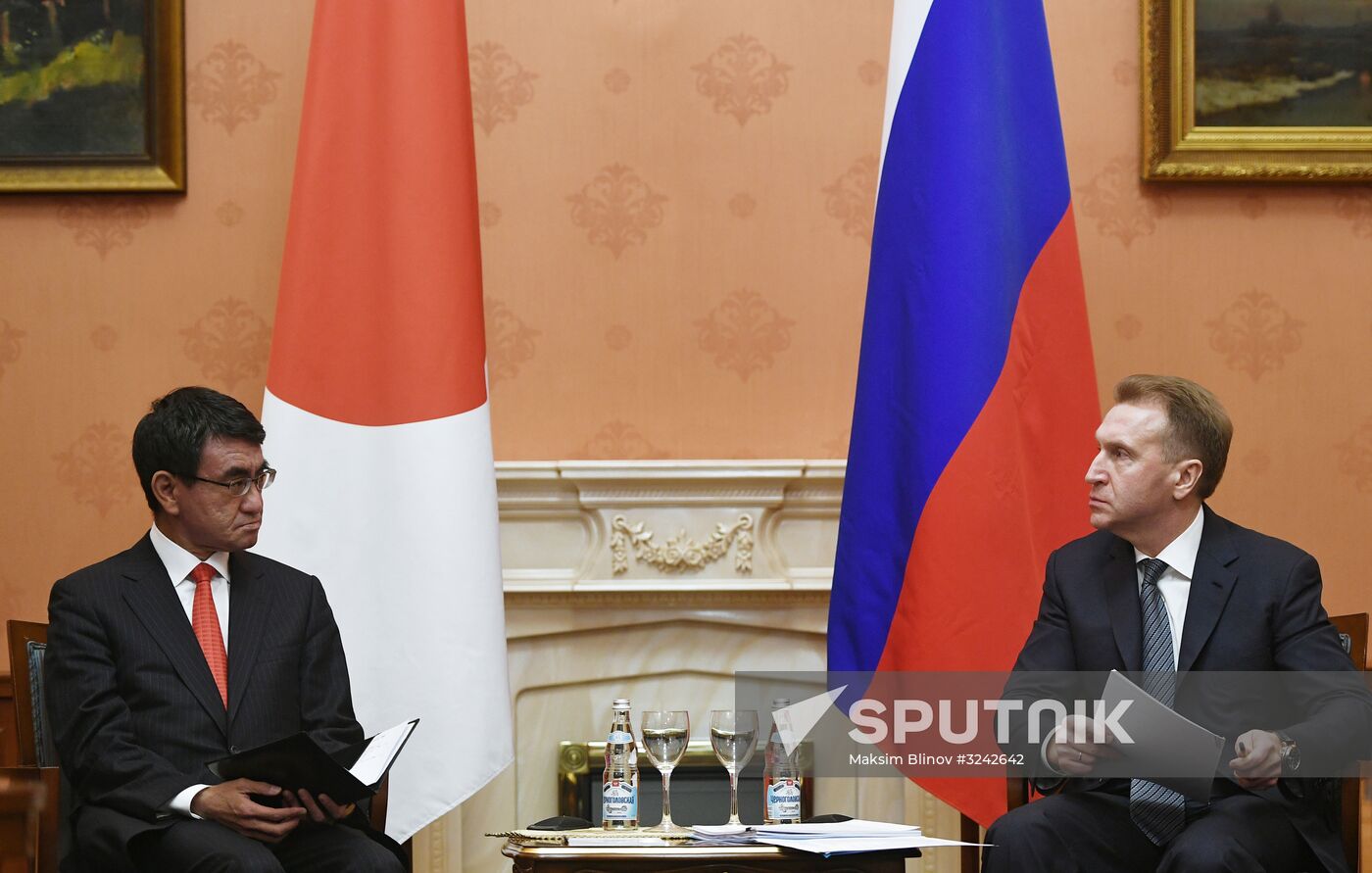 First Deputy Prime Minister Igor Shuvalov meets with Japanese Foreign Minister Taro Kono