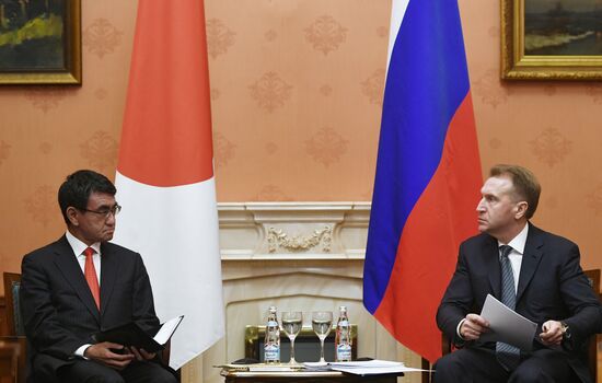 First Deputy Prime Minister Igor Shuvalov meets with Japanese Foreign Minister Taro Kono