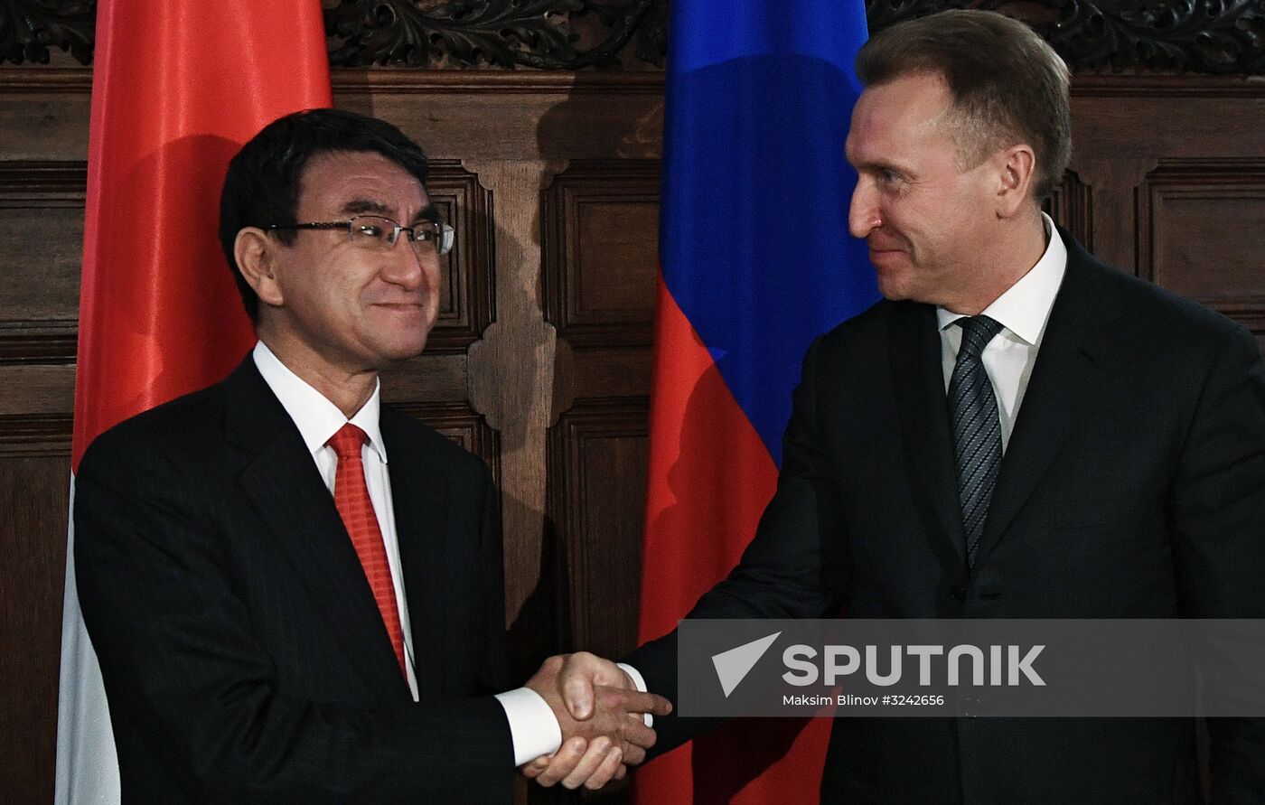 First Deputy Prime Minister Igor Shuvalov meets with Japanese Foreign Minister Taro Kono