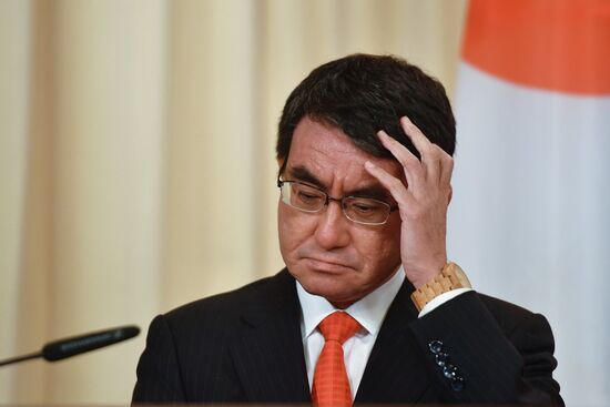 Foreign Minister Sergei Lavrov meets with Japanese counterpart Taro Kono