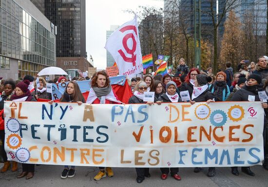 Protest against violence against women in Brussels