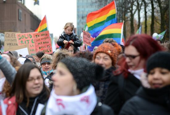 Protest against violence against women in Brussels