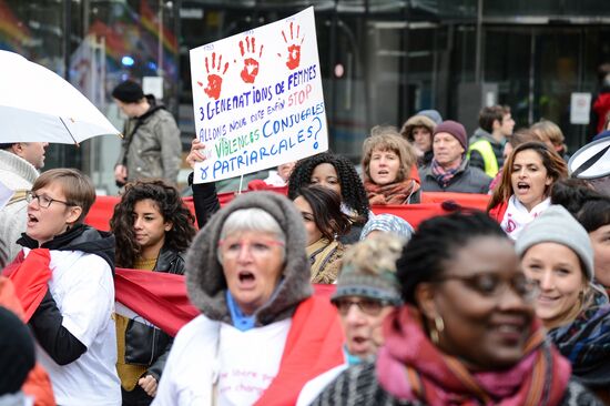 Protest against violence against women in Brussels
