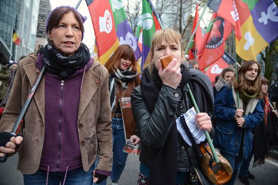 Protest against violence against women in Brussels