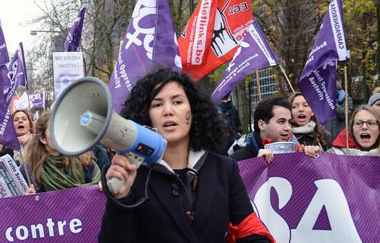 Protest against violence against women in Brussels