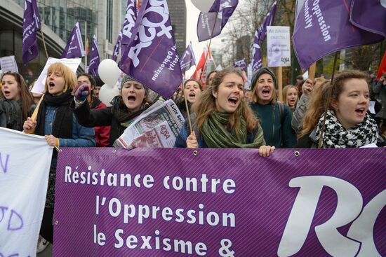 Protest against violence against women in Brussels